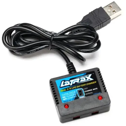 Зарядные устройства LiPo Зарядное устройство Traxxas LaTrax Alias USB 1S Li-Po 3,7 В двухканальное (6638)
