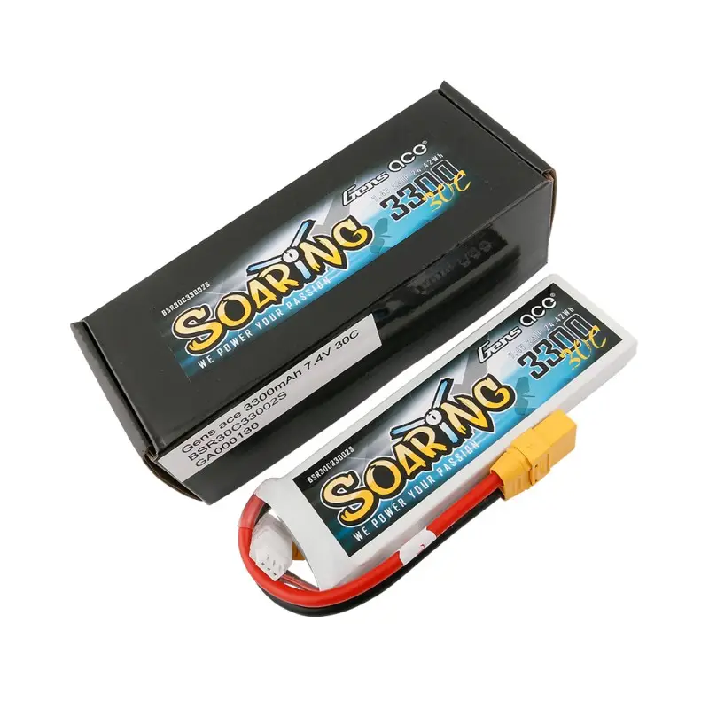 Аккумулятор Gens Ace Soaring LiPO 7,4В 3300мАч 2S 30C 132.5х42х13,5мм 186г XT90 (BSR30C33002S)