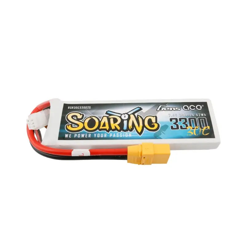 Аккумулятор Gens Ace Soaring LiPO 7,4В 3300мАч 2S 30C 132.5х42х13,5мм 186г XT90 (BSR30C33002S)