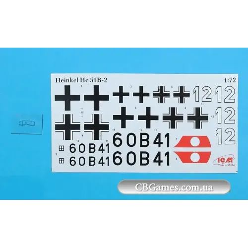 Сборная модель самолета ICM72192 Не 51 В-2 German fighter floatplane 1:72