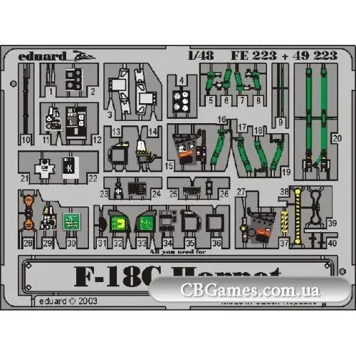 Фототравлення Фототравлення 1/48 F-18C Хорнет (рекомендовано для HASEGAWA) (EDBIG-4807) Масштаб: 1:48