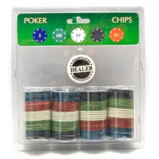 Покерные фишки в блистере (100 фишек) (19х20х4 см) (вес фишки 4 гр. d-39 мм) (100P)