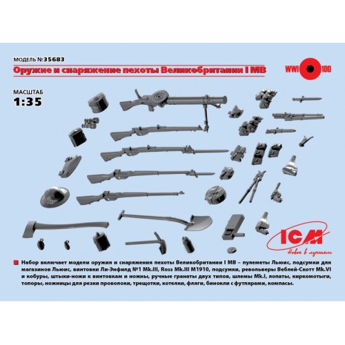 Наборы деталировки ICM35683 WWI British Infantry Weapon and Equipment
