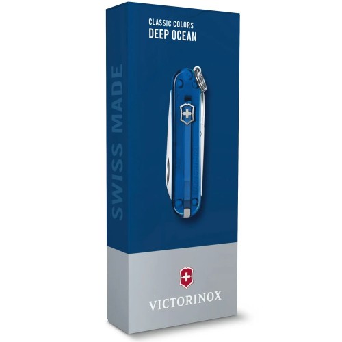 Ножи Victorinox Нож-брелок Victorinox Classic SD Transparent Colors Deep Ocean (0.6223.T2G) 7 функций, 58 мм, Gift Box