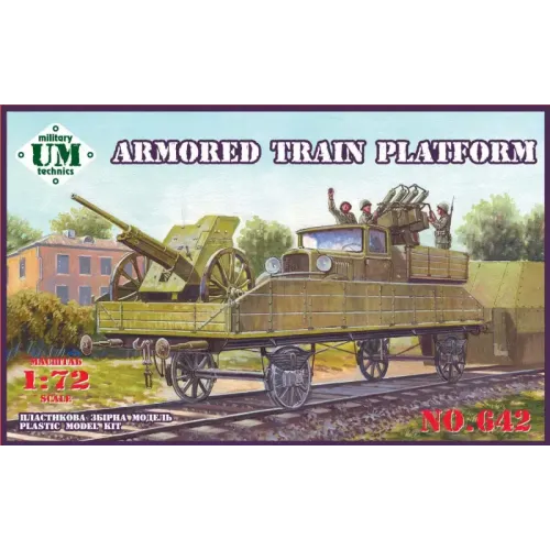 Вагони та поїзди Платформа бронепоїзда / Armored train platform (UMT642) Масштаб: 1:72