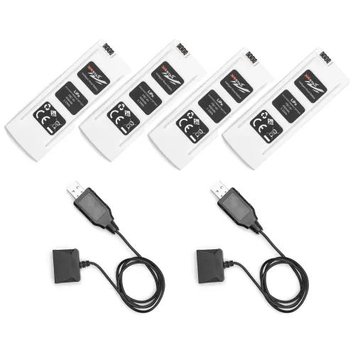 Акумулятори 4 аккумулятора и 2 зарядных устройства для квадрокоптера Hubsan X4 H502C (H502C-09)