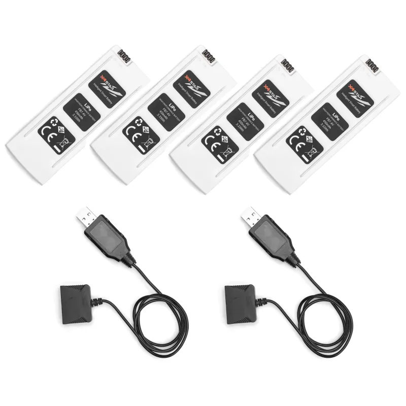 4 аккумулятора и 2 зарядных устройства для квадрокоптера Hubsan X4 H502C (H502C-09)
