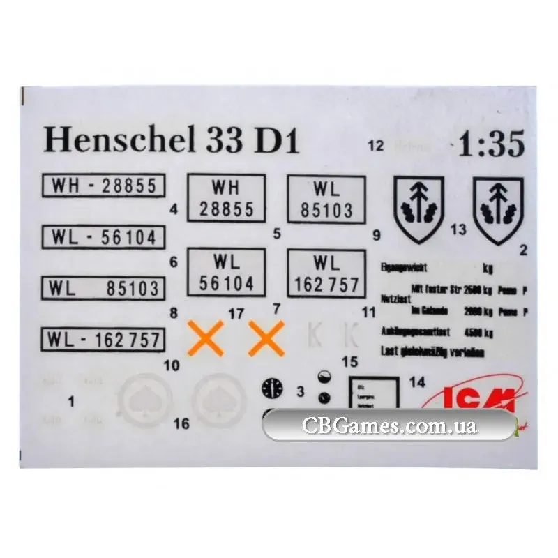 ICM35466 Henschel 33D1 WWII Німеччина Army truck