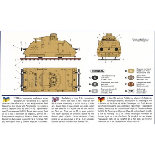 Вагони та поїзди Тяжелый артиллерийский броневагон S.Sp (UM255) Масштаб: 1:72