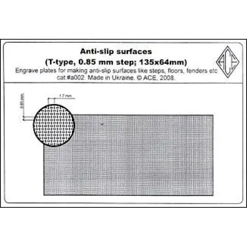 PEa002 Anti-slip surfaces (T-type, 0.85mm step; 135x64mm). cat#a (PEa002) Масштаб: