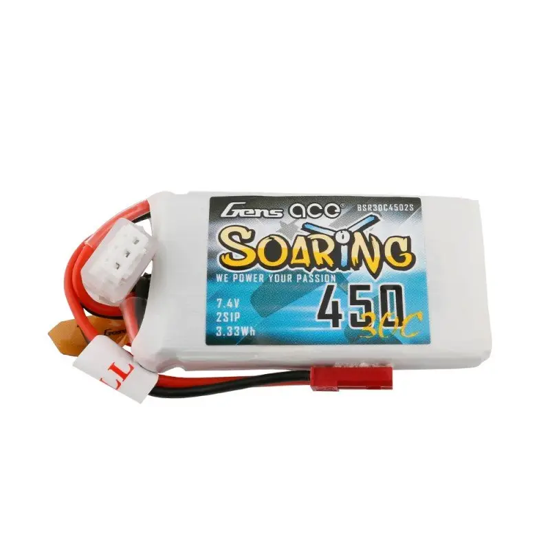 Аккумулятор Gens Ace Soaring LiPO 7,4В 450мАч 2S 30C 56,5х31х9мм 33г JST-SYP (BSR30C4502S)