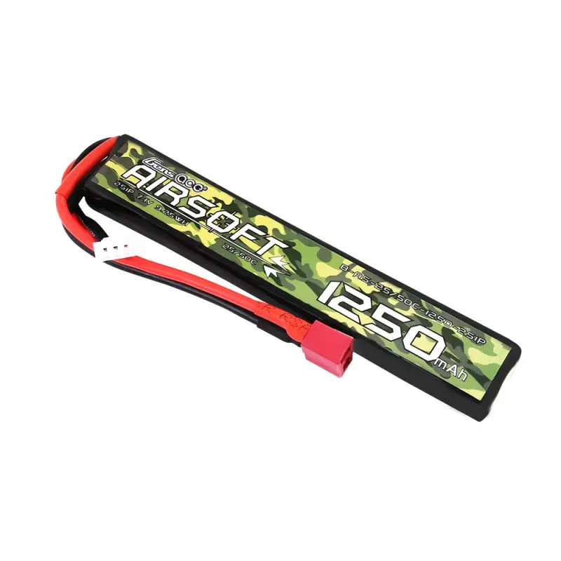 Аккумулятор для страйкбола Gens Ace LiPO 7,4В 1250мАч 2S 25C 122х20х13мм 64г T-Plug Airsoft (B-AS-25/50C-1250-2S1P)