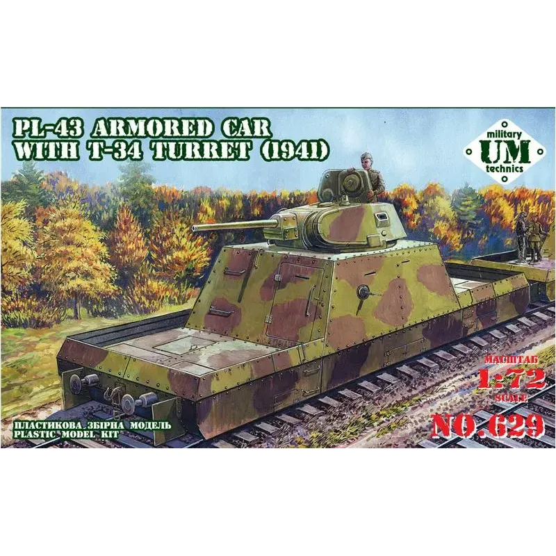 Бронепоезд ПЛ-43 с башней Т-34 (1941 год) (UMT629) Масштаб: 1:72