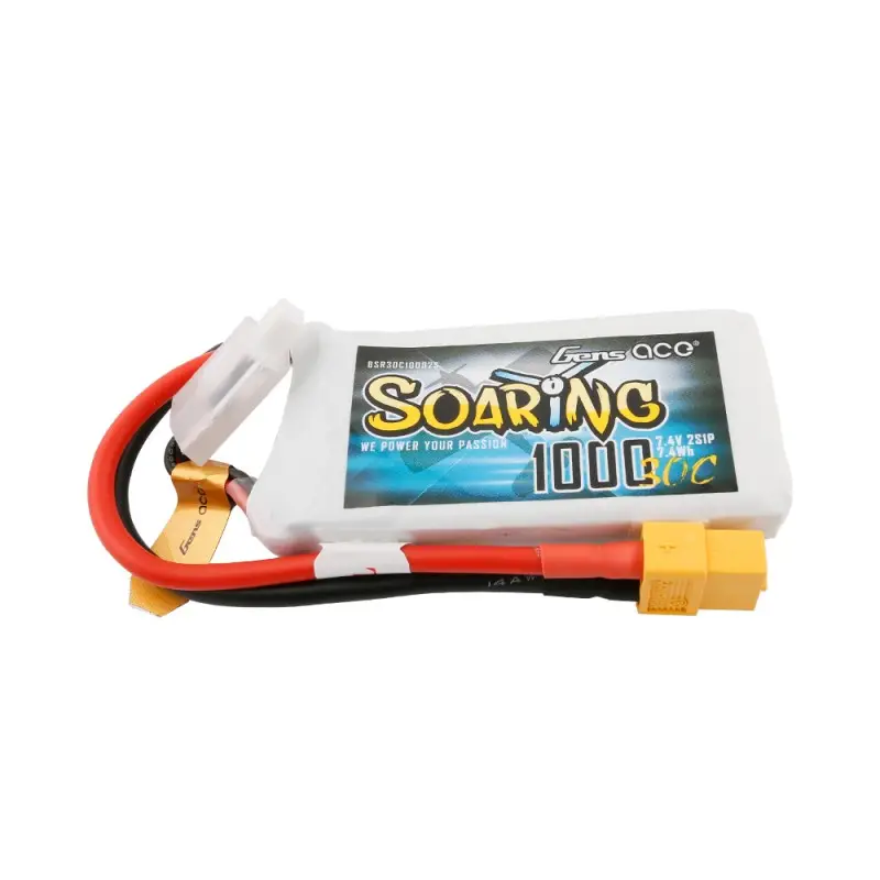 Аккумулятор Gens Ace Soaring LiPO 7,4В 1000мАч 2S 30C 69,5х54х11мм 63г XT60 (BSR30C10002S)