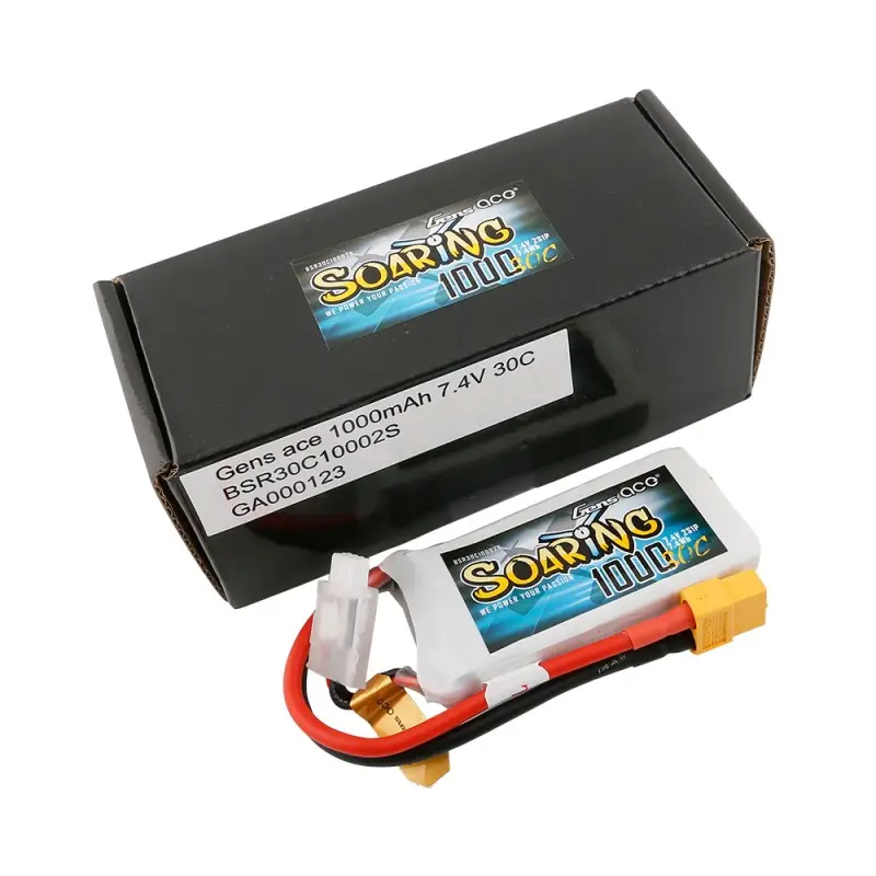 Аккумулятор Gens Ace Soaring LiPO 7,4В 1000мАч 2S 30C 69,5х54х11мм 63г XT60 (BSR30C10002S)