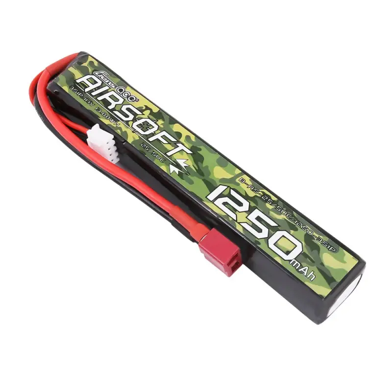 Аккумулятор для страйкбола Gens Ace LiPO 11,1В 1250мАч 3S 25C 124х21х19мм 91г T-Plug Airsoft (B-AS-25/50C-1250-3S1P)
