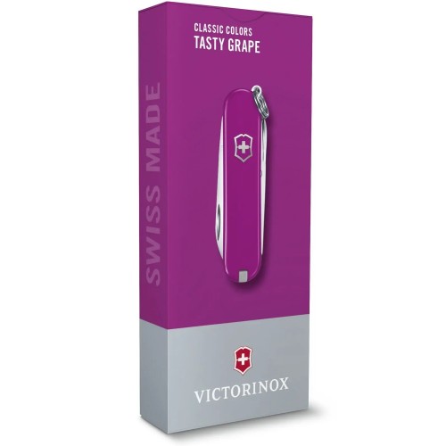 Ножі Victorinox Ніж-брелок Victorinox Classic SD Colors, Tasty Grape, Gift Box (0.6223.52G) 7 функцій, 58 мм, пурпурний