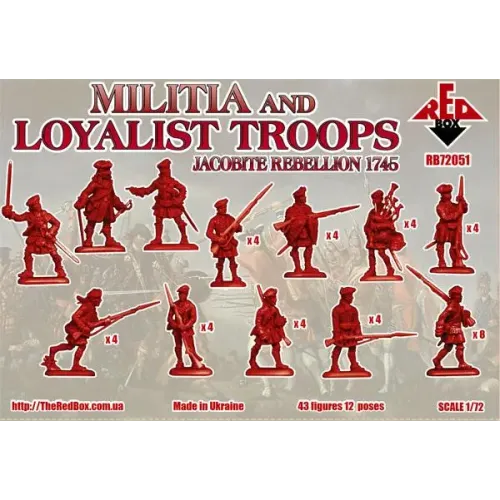 Фігури та мініатюри Народне ополчення і війська лоялістів 1745 року. Повстання якобітів (RB72051) Масштаб: 1:72