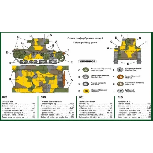 Бронетехника и артиллерия Vickers light tank model E, version F (UMT620) Масштаб: 1:72