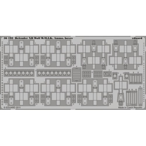 Фототравлення Фототравление 1/35 Defender XD Wolf W.M.I.K. патронные коробки (рекомендовано для Hobby Boss) (EDU-36193) Масштаб: 1:35