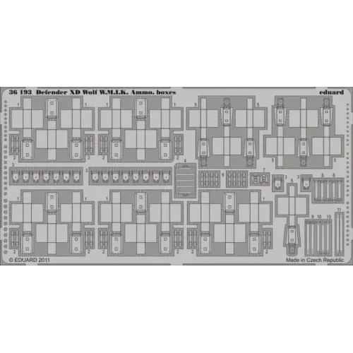 Фототравлення Фототравление 1/35 Defender XD Wolf W.M.I.K. патронные коробки (рекомендовано для Hobby Boss) (EDU-36193) Масштаб: 1:35