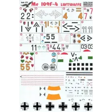 Декаль для истребителя Me 109 F4 (PRS72-049) Масштаб:  1:72