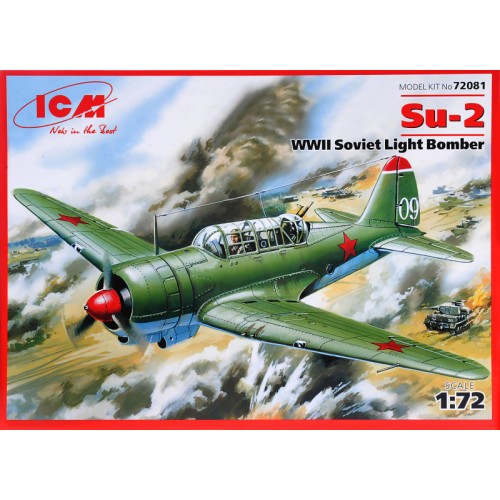 Сборная модель самолета ICM72081 Sukhoi Su-2 WWII Soviet bomber 1:72