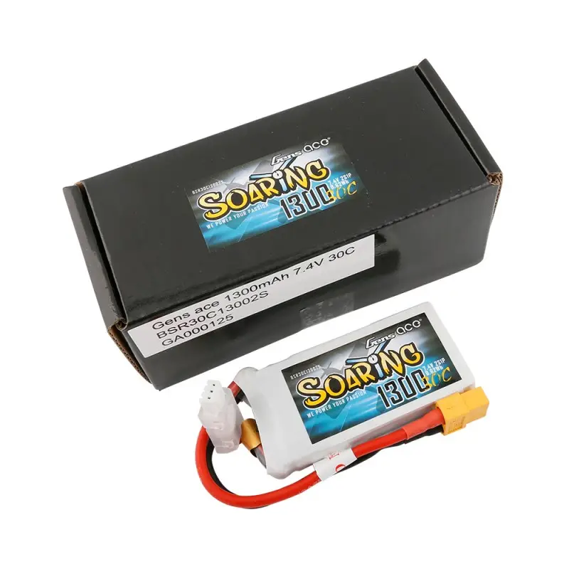 Аккумулятор Gens Ace Soaring LiPO 7,4В 1300мАч 2S 30C 69,5х34х14,5мм 79г XT60 (BSR30C13002S)
