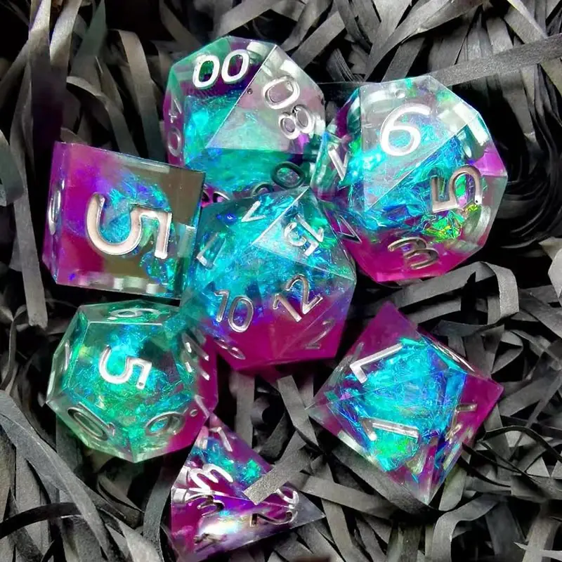 Набір кристалічних кубиків RPG зі смоли ручної обробки 7 шт