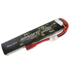 Аккумулятор для страйкбола Gens Ace LiPO 11,1В 1100мАч 3S 25C 103х21х19мм 77г T-Plug Airsoft (GEA11003S25D)