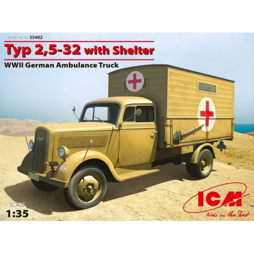 Бронетехника и артиллерия ICM35402 Typ 2,5-32 with shelter, WWII German ambulance