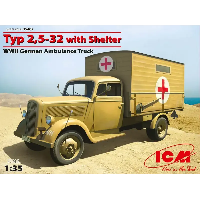 Збірна модель ICM35402 Typ 2,5-32 with shelter, WWII Німеччина ambulance