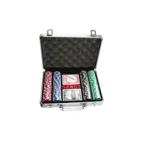 Набір з 200 фішок для покеру з номіналом в алюмінієвому кейсі