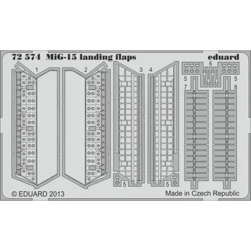 Фототравление Фототравление 1/72 MiG-15 закрылки (рекомендовано для Eduard) (EDU-72574) Масштаб: 1:72