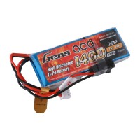 Аккумулятор Gens Ace LiPO 7,4В 1400мАч 2S 1С 76х30х13мм 57г JR (B-RX-1400-2S1P)