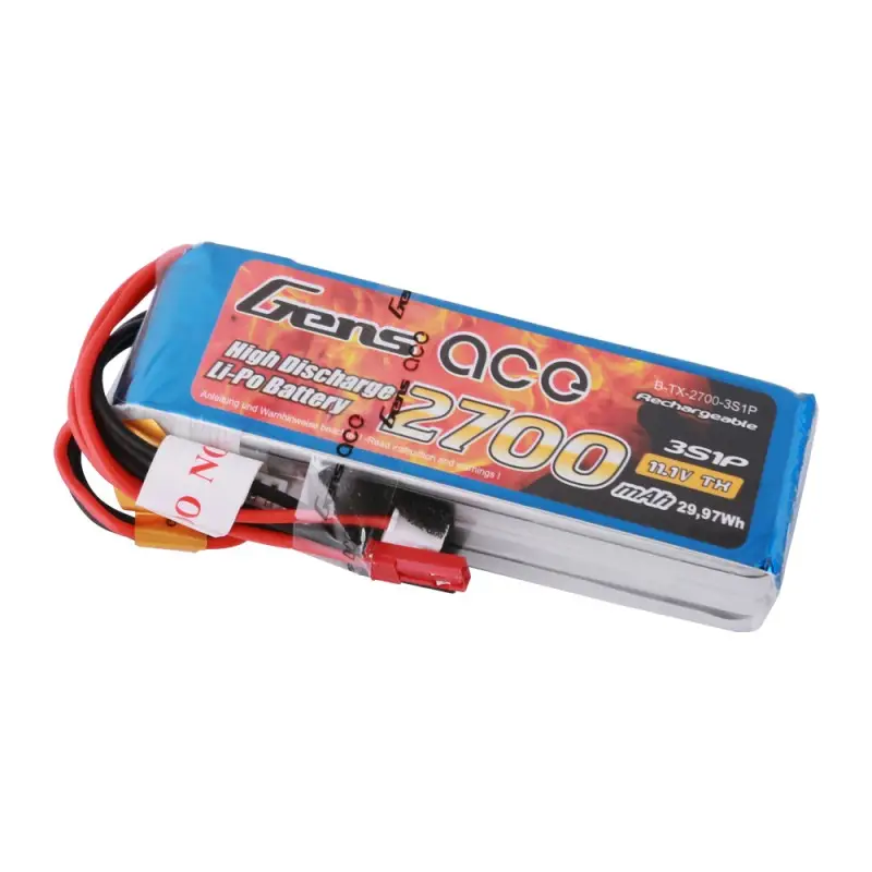 Аккумулятор Gens Ace LiPO 11,1В 2700мАч 3S 1С 93х31х24мм 200г FUTABA/JST-XHR-3P/JST-SYP (B-TX-2700-3S1P)