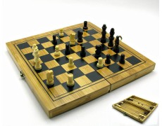 Нарды+шахматы+шашки бамбук (24х12 см) (B2412)