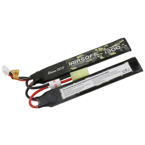 Акумулятори 7,4V LiPo Аккумулятор для страйкбола Gens Ace LiPO 7,4В 1300мАч 2S 25C 126х22х12мм 68г Mini Tamiya Airsoft (GEA13002S25T2)