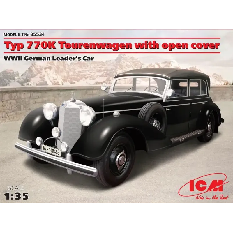 Збірна модель ICM35534 Typ 770K Tourenwagen з відкритою кришкою, німецький лідерський автомобіль Другої світової війни