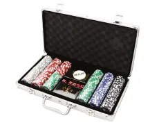 Набір з 300 фішок для покеру з номіналом в алюмінієвому кейсі