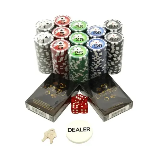 Покерні набори Набір з 300 фішок для покеру з номіналом в алюмінієвому кейсі