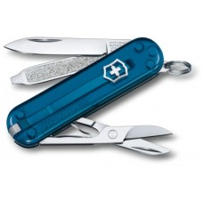 Нож-брелок Victorinox Classic SD Transparent Colors, Sky High (0.6223.T61G) 7 функций, 58 мм, Gift Box