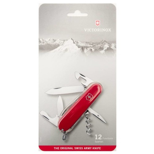 Ножі Victorinox Середній кишеньковий ніж SPARTAN 91мм/2 шари/12 функцій/червоні накладки/штопор (блістер) Victorinox Швейцарія