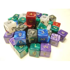 Кубик D6 с цифрами перламутровый/мраморный (цвет в ассортименте)