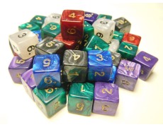 Кубик D6 з цифрами перламутровий/мармуровий (колір в асортименті)