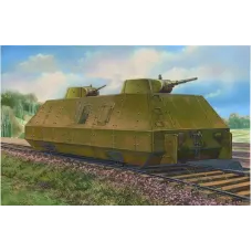 Двухосный бронированный вагон типа ОБ-3 с двумя коническими башнями  Т-26-1. (UMT628) Масштаб:  1:72