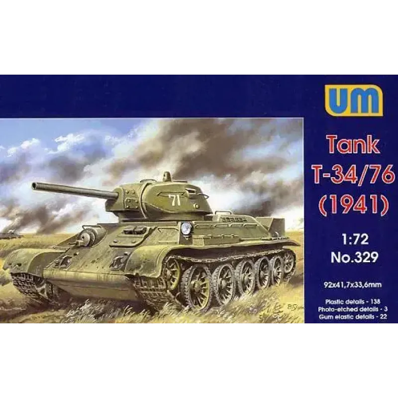 Збірна модель Т-34-76 радянський середній танк 1941 (UM329) Масштаб: 1:72