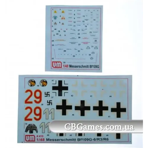 Збірна модель літака Винищувач Messerschmitt Bf 109G-6/R3/R6 (UM410) Масштаб: 1:48 1:48