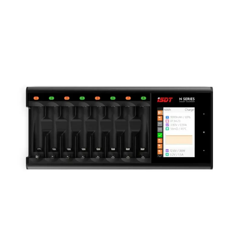 Зарядное устройство ISDT N8 0,1-1,5А/слот 1-8 AA/AAA Сells 18Вт USB (ISDT N8)