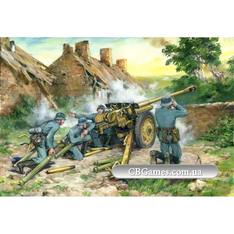 Збірна модель ICM35801 7,62cm Pak 36r gun with German crew